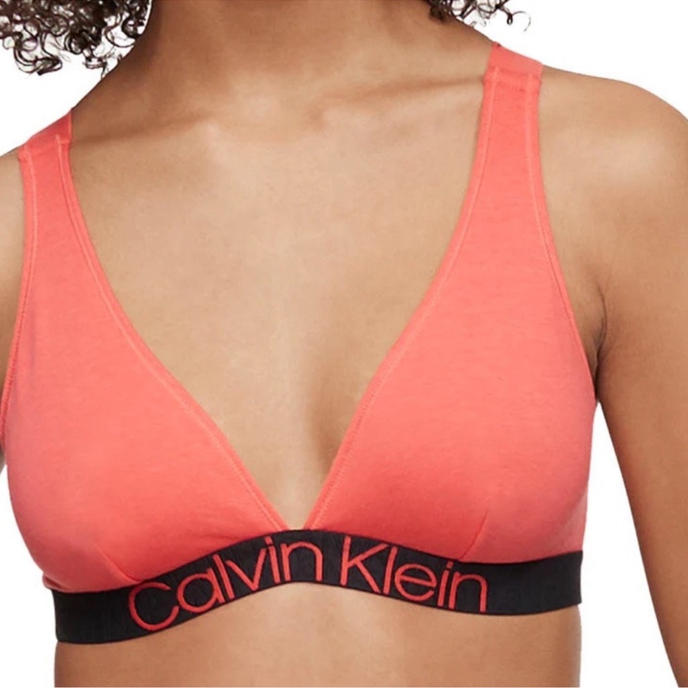 Calvin Klein Comfort Cotton Unlined Triangle Bralette Punch Pink Large